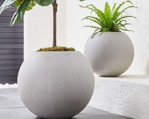 pots with concrete